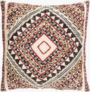 Surya Kazinga Woven Cotton Accent Pillow Global Bohemian Square Textile for Sofa or Bed KAZ001-1818D