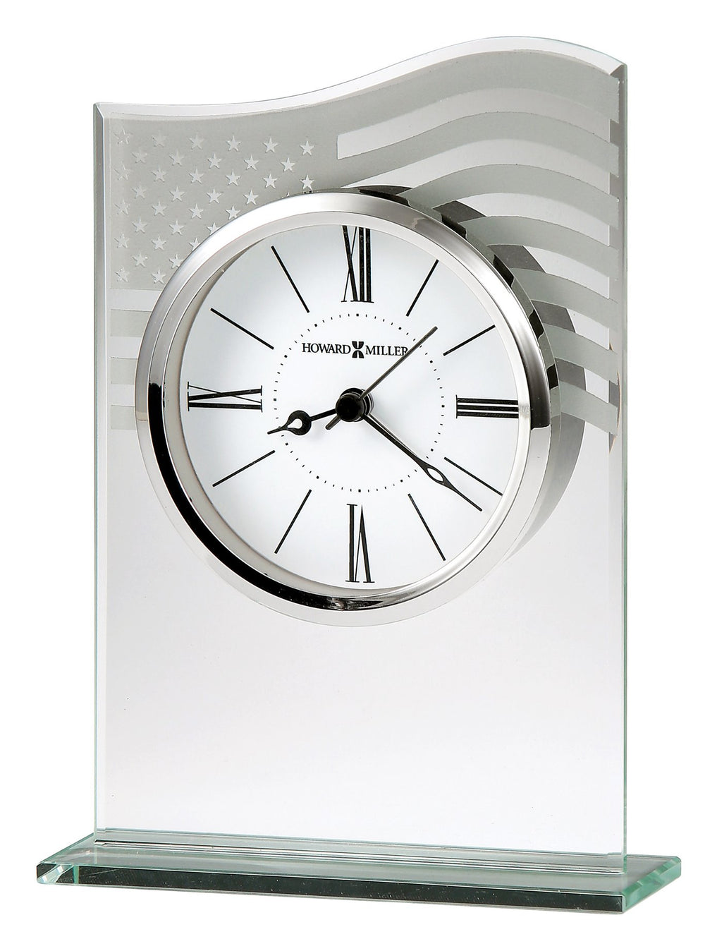 Hekman Furniture 645779 Liberty Tabletop Clock - Elegant Glass Alarm Clock With American Flag Design, Quartz Movement  Liberty Tabletop Clock 645779