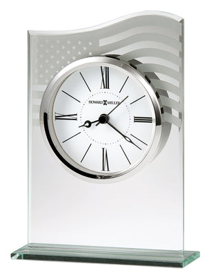 Hekman Furniture 645779 Liberty Tabletop Clock - Elegant Glass Alarm Clock With American Flag Design, Quartz Movement  Liberty Tabletop Clock 645779