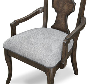 A.R.T. Furniture Landmark Splat Back Arm Chair - Elegant Traditional Design In Smoked Tenebre With Comfortable Upholstery - Set Of 2 Brown, Grey Material, Hickory And Oak Veneers 256203-2316
