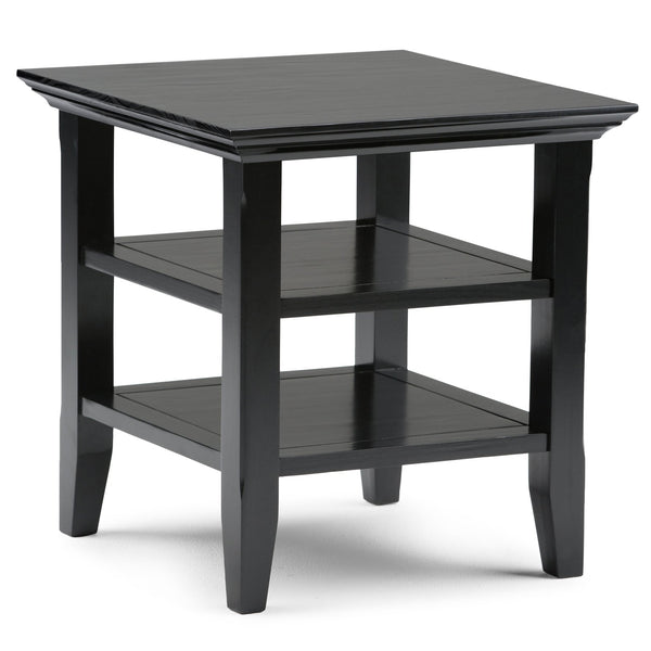 English Elm Acadian End Table In Black - Handcrafted Solid Wood With Open Shelves For Stylish, Versatile Storage B136P159687