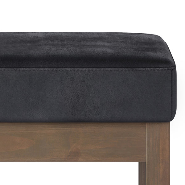 English Elm Milltown Small Ottoman Bench - Distressed Black Vegan Leather Footstool For Modern Interiors B136P159084