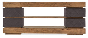 Hooker Furniture Big Sky Entertainment Console Rustic Pecky Hickory 80" Tv Stand — Two-Tone Furrowed Bark Finish, Storage 6700-55480-80