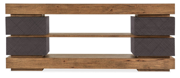 Hooker Furniture Big Sky Entertainment Console Rustic Pecky Hickory 80" Tv Stand — Two-Tone Furrowed Bark Finish, Storage 6700-55480-80