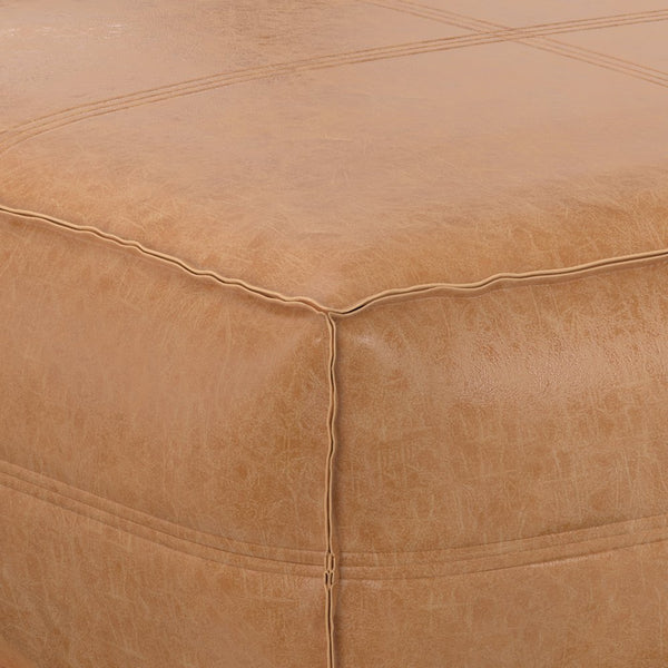 English Elm Brody Extra Large Distressed Faux Leather Coffee Table Pouf For Versatile Living Room Style B136P159355