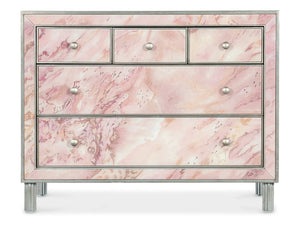 Hooker Furniture Susan Elegant Komen Eternal Chest With Hand-Painted Pink Glass, Silver Accents & Five Soft-Closing Drawers 5000-85002-67