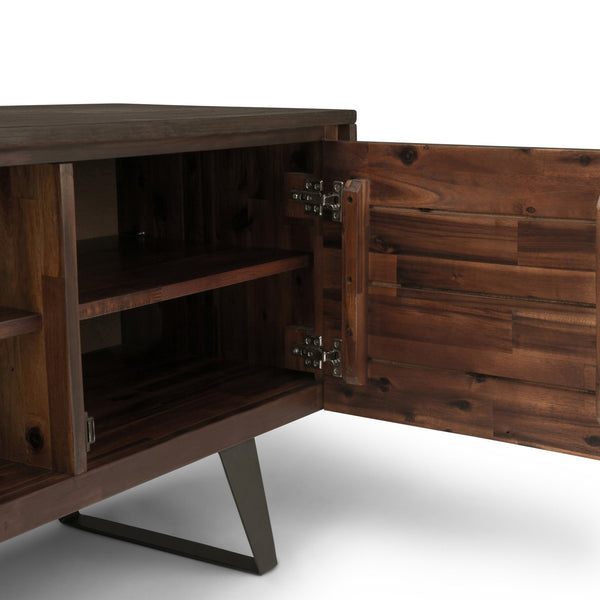 English Elm Lowry - Handcrafted Distressed Charcoal Brown Media Stand With Adjustable Shelving & Metal Accents B136P158861