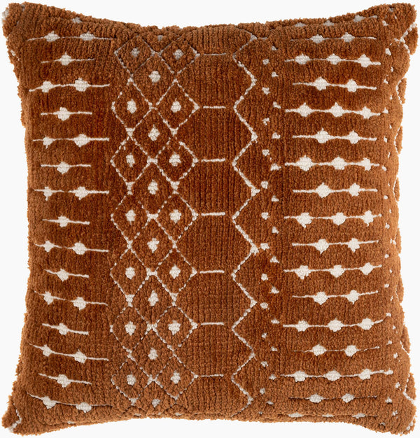 Surya Kabela Moroccan Global Style Accent Pillow - 18"X18", Durable Cotton Blend, Easy Care, Unique Home Decor Brown Polyester,Cotton Kbl003-2020