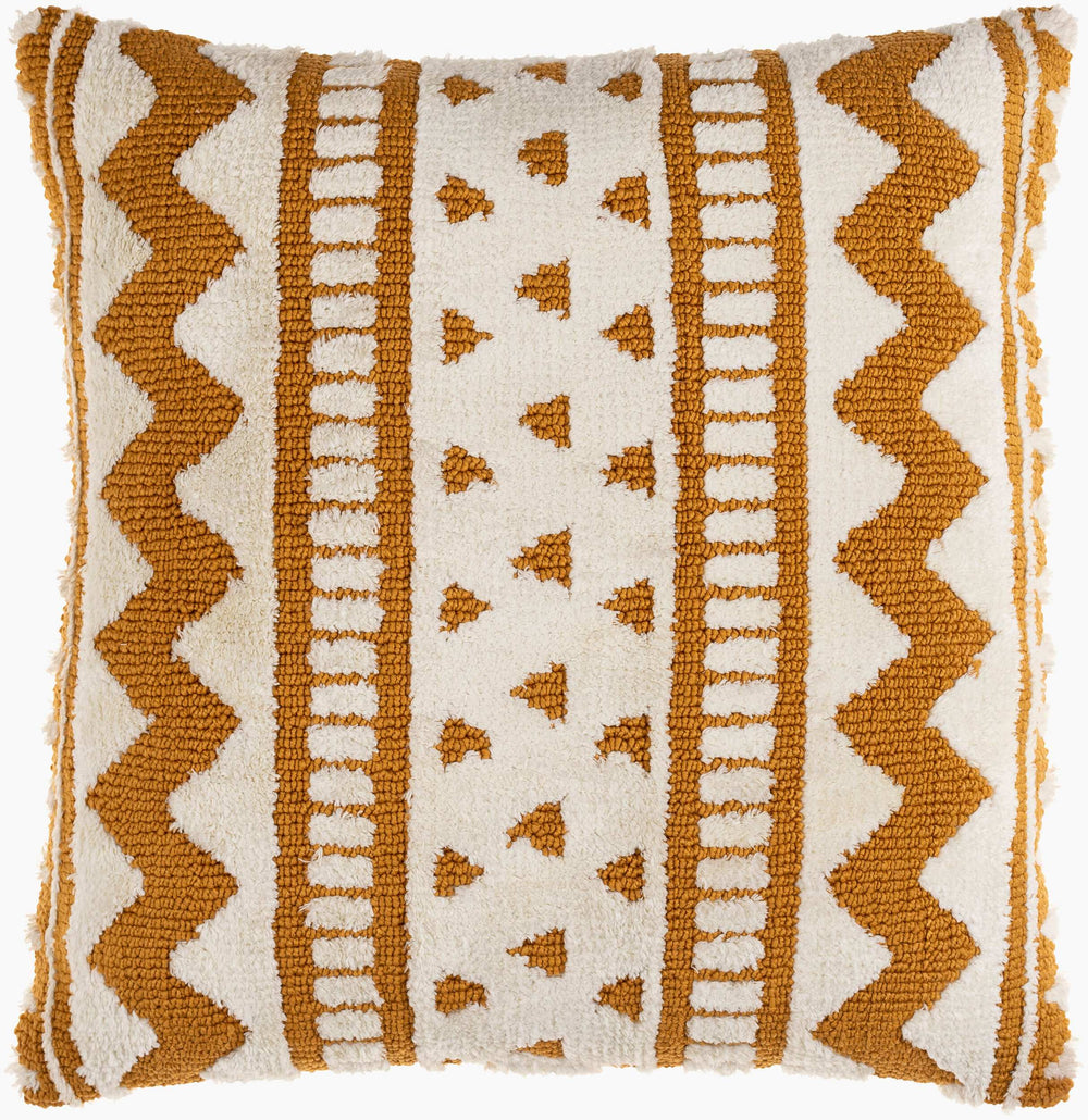 Surya Kabela Moroccan Global Style Accent Pillow - 18"X18", Durable Cotton Blend, Easy Care, Unique Home Decor Mustard Polyester,Cotton Kbl004-1818d