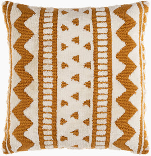 Surya Kabela Moroccan Global Style Accent Pillow - 18"X18", Durable Cotton Blend, Easy Care, Unique Home Decor Mustard Polyester,Cotton Kbl004-1818d