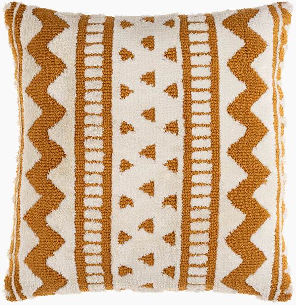 Surya Kabela Moroccan Global Style Accent Pillow - 18"X18", Durable Cotton Blend, Easy Care, Unique Home Decor Mustard Polyester,Cotton Kbl004-1818d