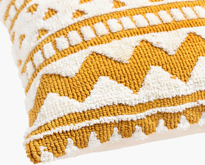 Surya Kabela Moroccan Global Style Accent Pillow - 18"X18", Durable Cotton Blend, Easy Care, Unique Home Decor Mustard Polyester,Cotton Kbl004-1818d