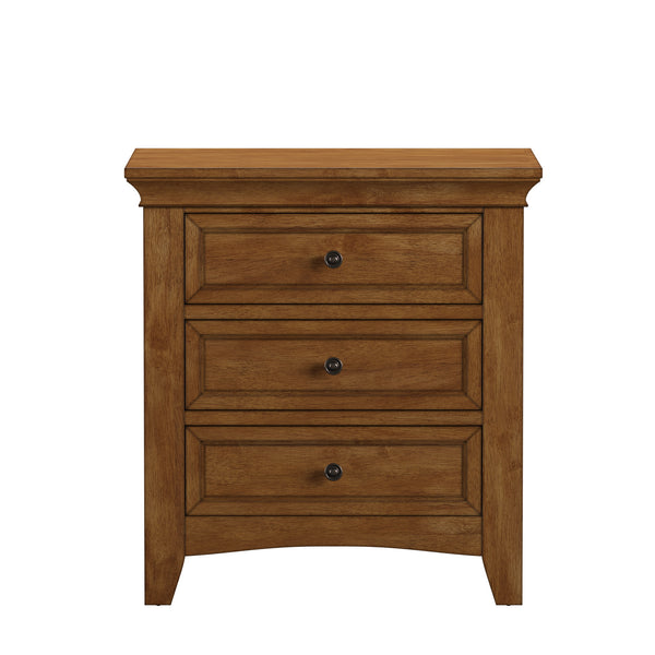 Homelegance By Top-Line Macie 3-Drawer Wood Modular Storage Nightstand with Charging Station Oak Wood