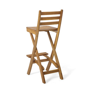 English Elm Outdoor Solid Acacia Folding Barstool with Teak Finish for Patio Bar Seating 53605.00
