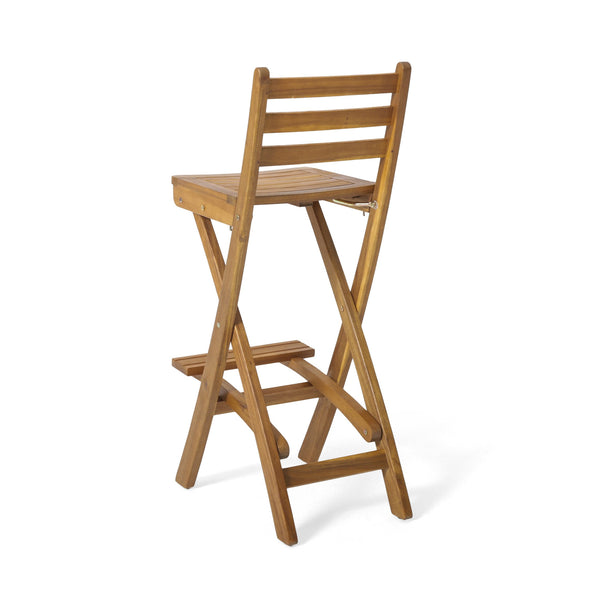 English Elm Outdoor Solid Acacia Folding Barstool with Teak Finish for Patio Bar Seating 53605.00