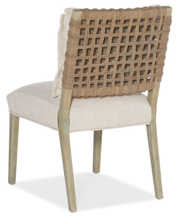 Hooker Furniture Surfrider Woven Back Side Chair With Driftwood Frame, Zuri Cream Performance Seat & Coastal Charm 6015-75311-80