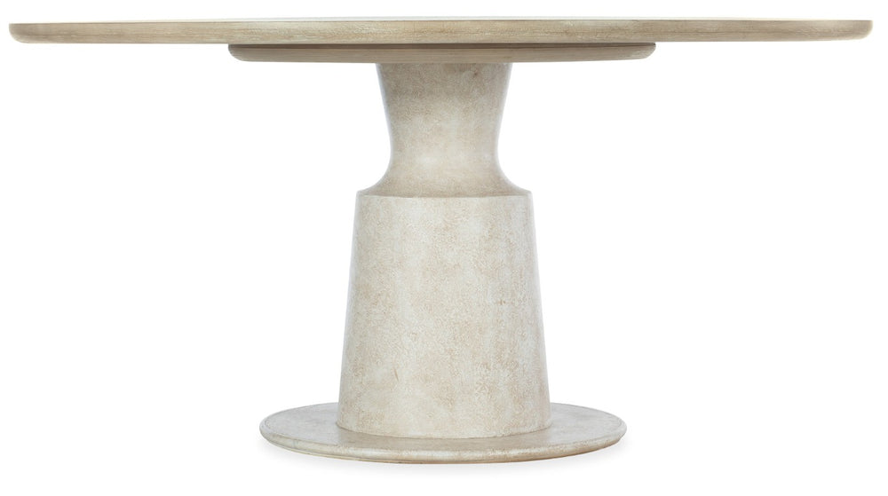 Hooker Furniture Cascade Sculpted Pedestal Dining Table In Brushed Taupe Oak Veneer, Distressed Transitional Style 6120-75203-80