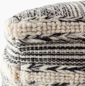 Surya Kimba Global-inspired 14"H X 20"W X 20"D Pouf – Elegant, Durable, And Charming Accent For Any Room Black Wool,Cotton,Cotton,Polybeads Kbpf001-202014