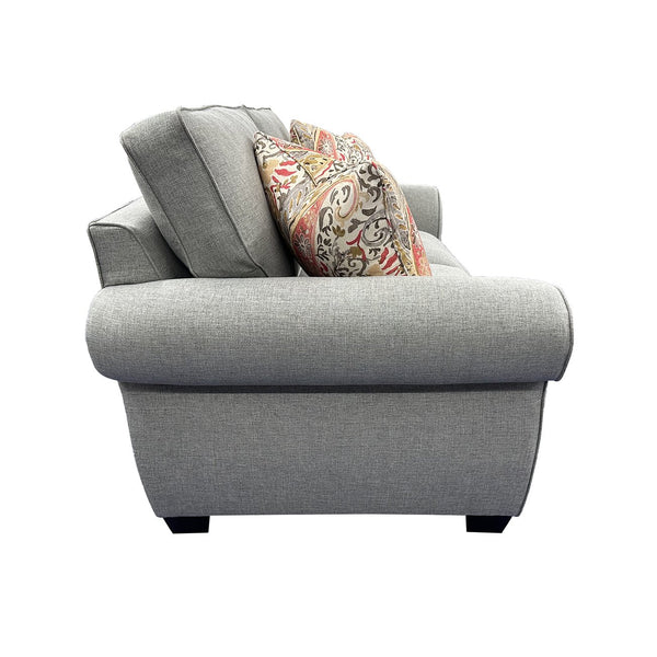 Porter Designs Porter Oasis Transitional Loveseat - Overstuffed Comfort In Gray With Floral Accent Pillows Gray Fabric 01-207-02-6329