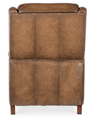 Hooker Furniture Carrington Power Recliner In Semi-Aniline Leather With Usb, Power Headrest & Sleek Transitional Style Brown RC819-PH-078