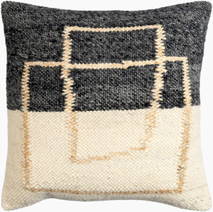 Surya Kambalny 18" X 18" Accent Pillow – Unique Wool & Cotton Blend For Stylish Home Decor & Comfort Beige Wool,Cotton,Cotton Kby001-2222p