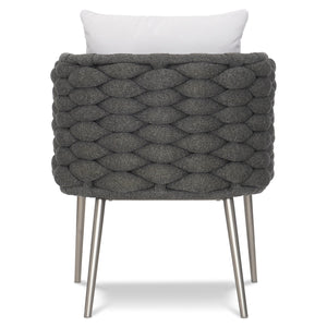 Bernhardt Bernhardt Santa Cruz Outdoor Arm Chair — Cadet Grey All‑Weather Knit, Quick‑Dry Cushions, Stainless Base - Made to Order X02549Q