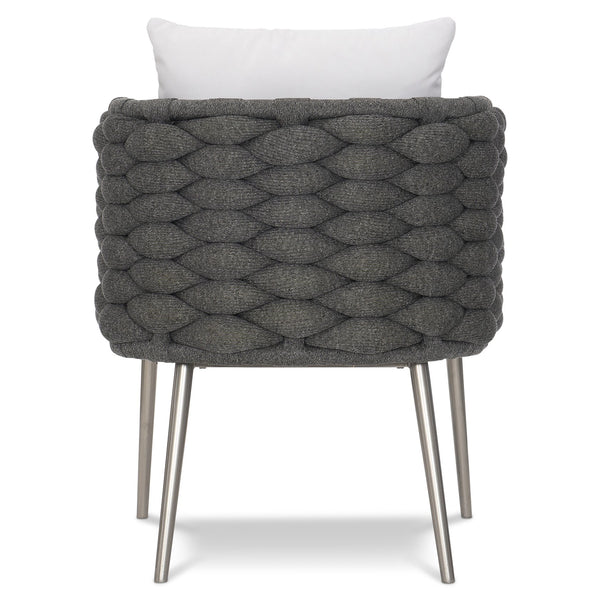 Bernhardt Bernhardt Santa Cruz Outdoor Arm Chair — Cadet Grey All‑Weather Knit, Quick‑Dry Cushions, Stainless Base - Made to Order X02549Q