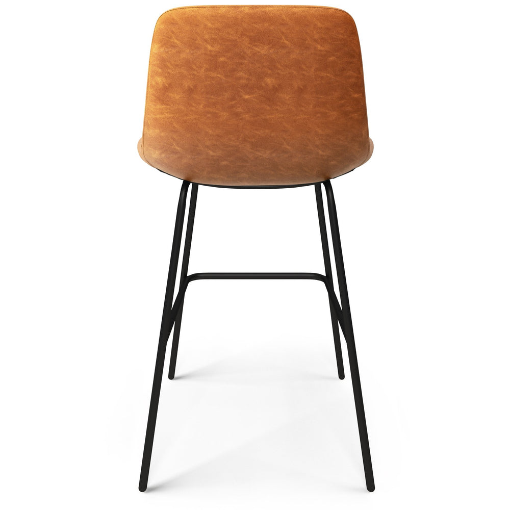 English Elm Jolie Counter Height Stools Set Of 2 - Stylish Camel Brown Vegan Leather For Modern Spaces B136P158759