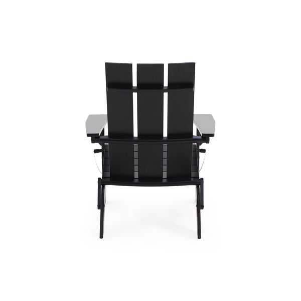 English Elm Zuma Solid Acacia Foldable Adirondack Chair Rustic Outdoor Lounger for Deck or Patio Black 68319.00BLK
