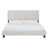 Homelegance By Top-Line Terrell Black Finish Frame with Velvet Fabric Platform Bed Cream Velvet