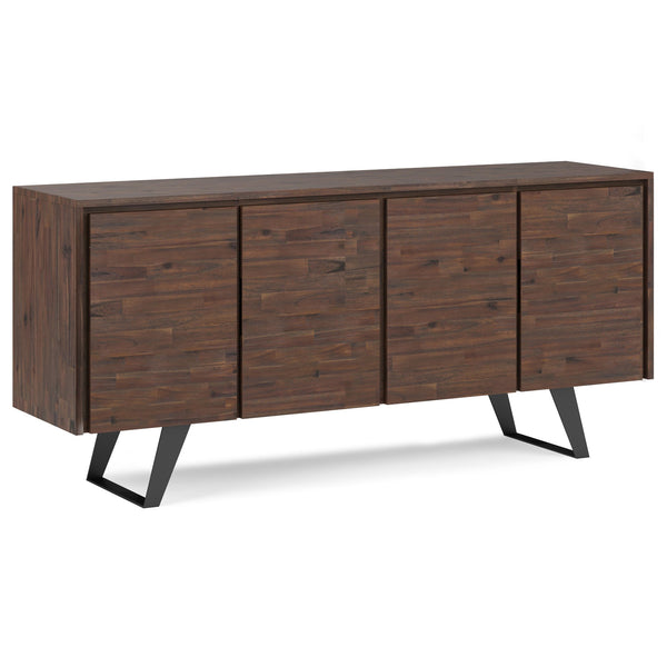 English Elm Lowry Large 4-Door Sideboard Buffet - Distressed Charcoal Brown Acacia Wood, Modern Industrial Design B136P158890