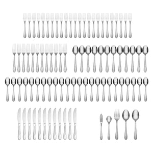 Lenox Cambridge Swirl Sand 89-Piece Flatware Set Metallic, STAINLESS METAL 326J2H9BH26