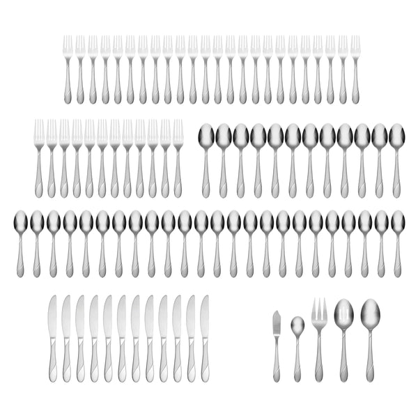 Lenox Cambridge Swirl Sand 89-Piece Flatware Set Metallic, STAINLESS METAL 326J2H9BH26