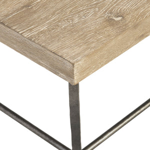 Bernhardt Bernhardt Wire-Brushed Oak Tribeca Side Table With Sculptural Steel Legs, Textured Barlow Finish, Adjustable Glides — Casual-Transitional Accent Piece 333121