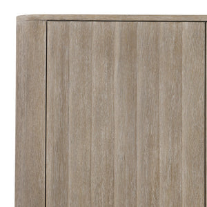 Bernhardt Bernhardt Loggia Bar Cabinet With Aria Wire-Brushed Oak, Fluted Doors, Mirrored Back & Lighting 345845