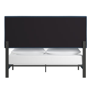 Homelegance By Top-Line Terrell Black Finish Frame with Velvet Fabric Platform Bed Blue Velvet