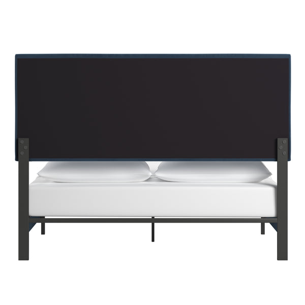 Homelegance By Top-Line Terrell Black Finish Frame with Velvet Fabric Platform Bed Blue Velvet