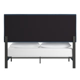 Homelegance By Top-Line Terrell Black Finish Frame with Velvet Fabric Platform Bed Blue Velvet