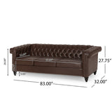 Christopher Knight Home® - Noble House - Parkhurst Tufted Chesterfield Faux Leather 3 Seater Sofa