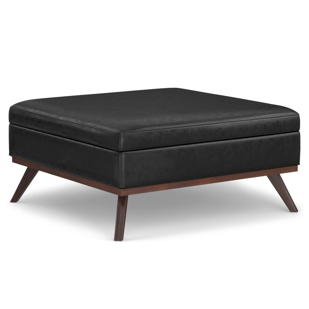 English Elm Owen Xl Square Coffee Table Ottoman - Stylish Distressed Black Storage & Seating Solution B136P159201-GIGA