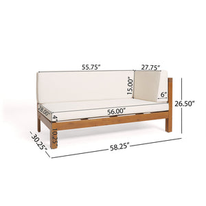 English Elm Brava Outdoor Acacia Corner Bench Set with Coffee Table for Patio Entertaining Beige 57968.00BEI