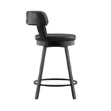 Homelegance By Top-Line Amir Faux Leather Metal Swivel 25" Counter Height Stools (Set of 2) Black Metal