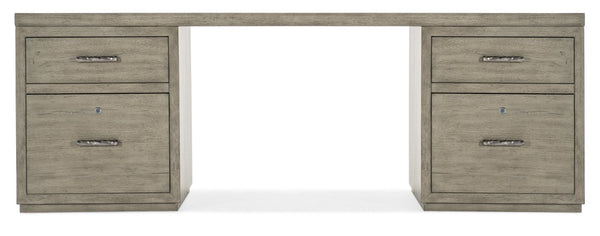 Hooker Furniture Linville Oak Veneer 84" Executive Desk In Smoked Mink With Dual File Drawers And Locking Storage Medium Wood 6150-10913-85