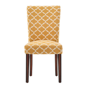 Homelegance By Top-Line Harmonn Moroccan Pattern Fabric Parsons Dining Chairs (Set of 2) Brown Rubberwood
