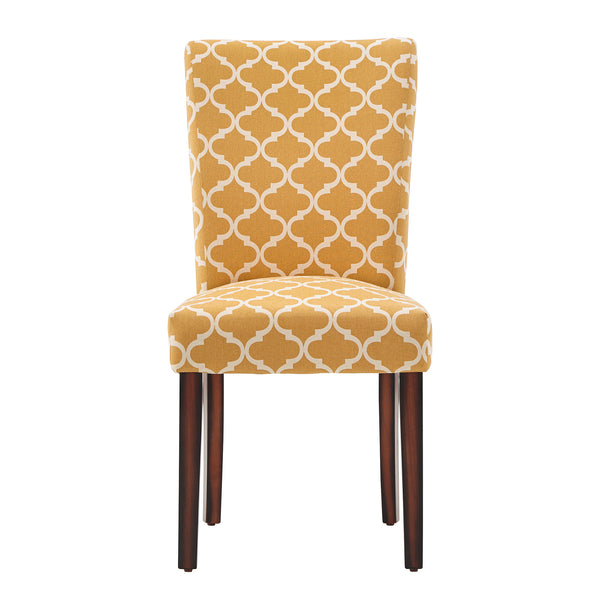 Homelegance By Top-Line Harmonn Moroccan Pattern Fabric Parsons Dining Chairs (Set of 2) Brown Rubberwood