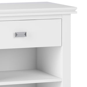 English Elm Artisan Handcrafted White Bedside Table - Elegant Solid Wood Design With Storage For Any Space B136P158382