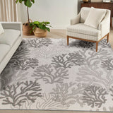 Nourison Garden Oasis GOA05 Machine Made Power-loomed Borderless Design Indoor/Outdoor Coastal, Nautical & Beach Outdoor Rug Grey, Grey 100% Polypropylene 99446959874