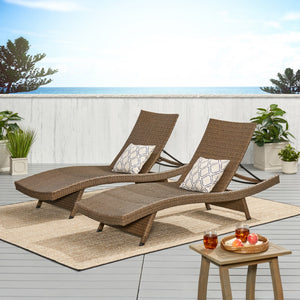 Christopher Knight Home® - Noble House - Salem Outdoor Mixed Mocha Wicker Armless Chaise Lounge - Set Of 2