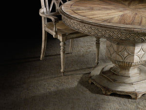 Hooker Furniture Chatelet 54" Round Dining Table With 20" Leaf — Paris Vintage Distressed White Farmhouse Elegance 5350-75203
