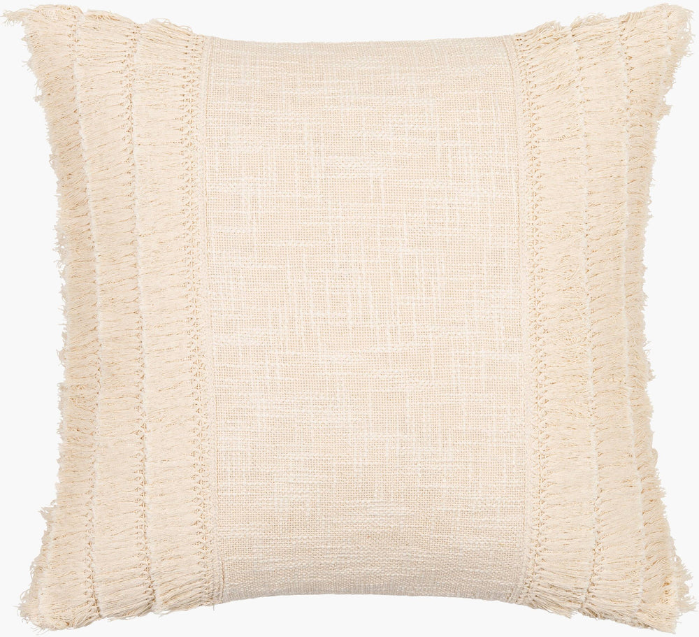 Surya Kandie Cotton Accent Pillow - 18"L X 18"W Rustic Charm For Cozy Cottage Living Spaces & Bedding Cream Cotton,Cotton Kde001-1818p